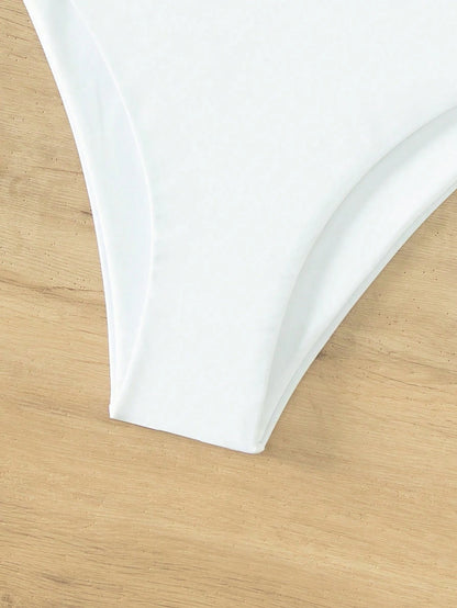 Summer New 2025 Solid Color Bikini Bottoms White Swimsuit Bottoms Single Piece