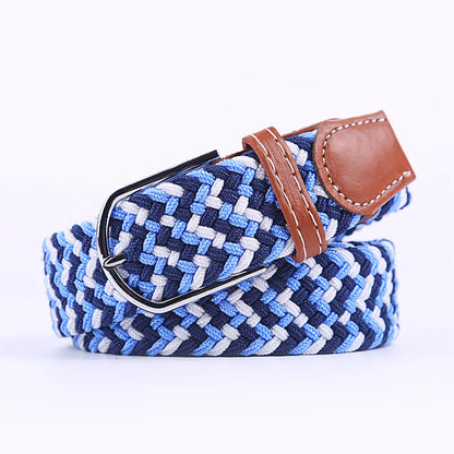 Unisex Stretch Jeans Belt - Casual Knitted Woven Canvas Pin Buckle