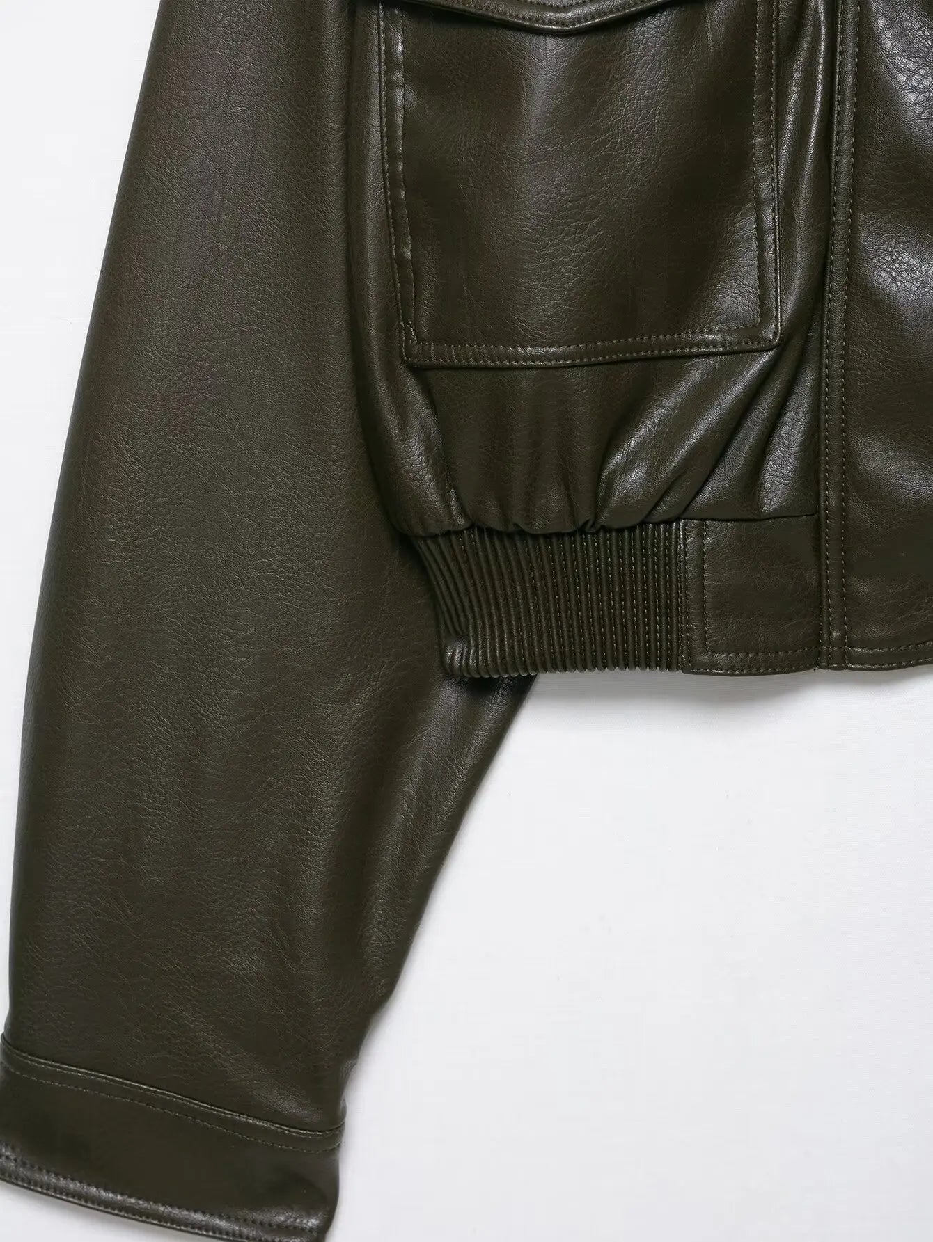 Faux Leather Jackets - Women's Casual Zipper Outerwear Coats With Turtleneck Collar