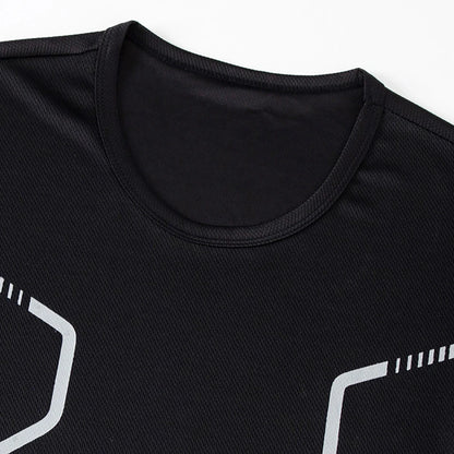 Men's Sports Fitness Top – Quick Drying Printed Tee | Plus Size Casual Shirt