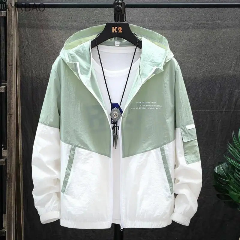 Korean Style Sun Protection Hoodie Jacket for Men Thin Breathable UV Shield Outdoor Windbreaker Fishing Hiking Sun Jacket Unisex