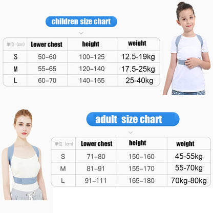 Children Adjustable Posture Corrector Back Support Boys Girls Shoulder Belt Rectify Straighten Correction Pain Relief Beauty Kid