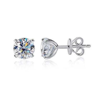 Moissanite Stud Earrings – GRA-Certified 4-Prong, 925 Sterling Silver