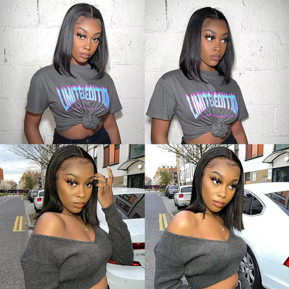 Vietnamese Human Hair Wig - 13x6 Lace Frontal Wig, 250% Density, Natural Black Bob