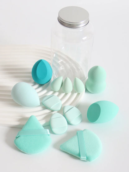 Makeup Sponge Set – 12 Piece Latex Free Sponges with Storage Jar for Wet Dry Use