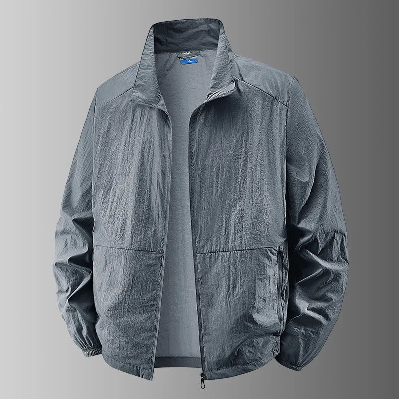 Men's Sun Protection Jacket Windbreaker Spring Summer Outdoor UV Jacket Loose Stand Collar Oversized Sunscreen Coat Fishing