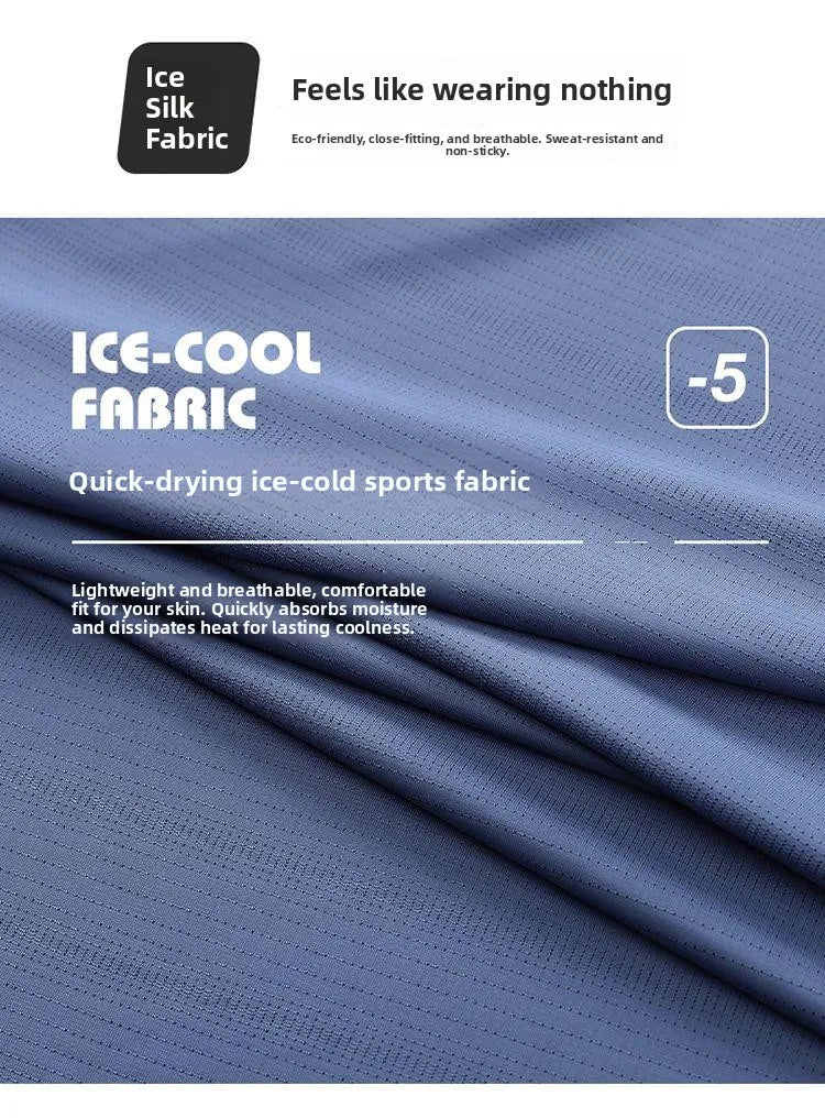 Men's Ice-Silk T-Shirt – Quick-Dry Breathable Round-Neck Tee (Plus Size)
