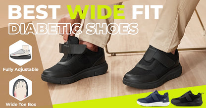 FitVille Men's Extra Wide Width Diabetic Shoes Lightweight Walking Casual Shoes for Swollen Feet Neuropathy Pain Relief