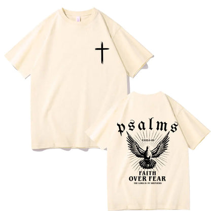Faith Over Fear Dove T-Shirt - Casual Oversized Cotton Tee for Men  Women - ZOOMNSTORE