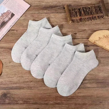 5/10 Pairs Men's  Boat Socks Business Sport Sweat Absorption Mature Summer Autumn Solid Color Non Pilling Versatile Ankle Socks