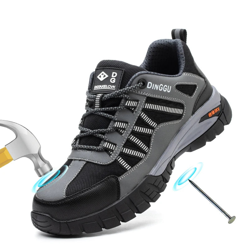 Safety Work Boots Steel Toe Anti-smash Anti-puncture Indestructible Work Shoes for Men Women, Lightweight Breathable Non-slip Wear Resistant Rubber Sole Industrial Construction Protective Footwear, Shock Absorbing Comfort Ins