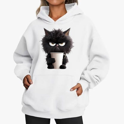 Funny Cat New Fashion Women's Hoodies Spring Autumn Winter Casual Hoodies Sweatshirts Tops Solid Color Hoodie Sweatshirt Female