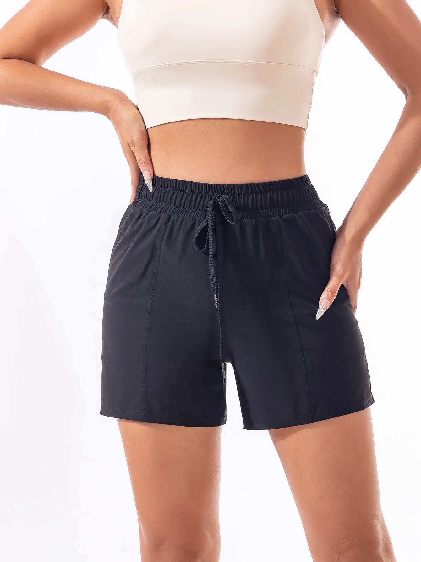 Women's Spring Summer 2-in-1 Yoga Shorts High-Waist Anti-Exposure Quick-Drying