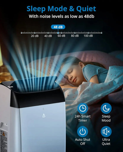 14000 BTU Portable Air Conditioners, 3-In-1 Free Standing Cooling AC Unit With Fan, Dehumidifier, Remote Control, Sleep Mode