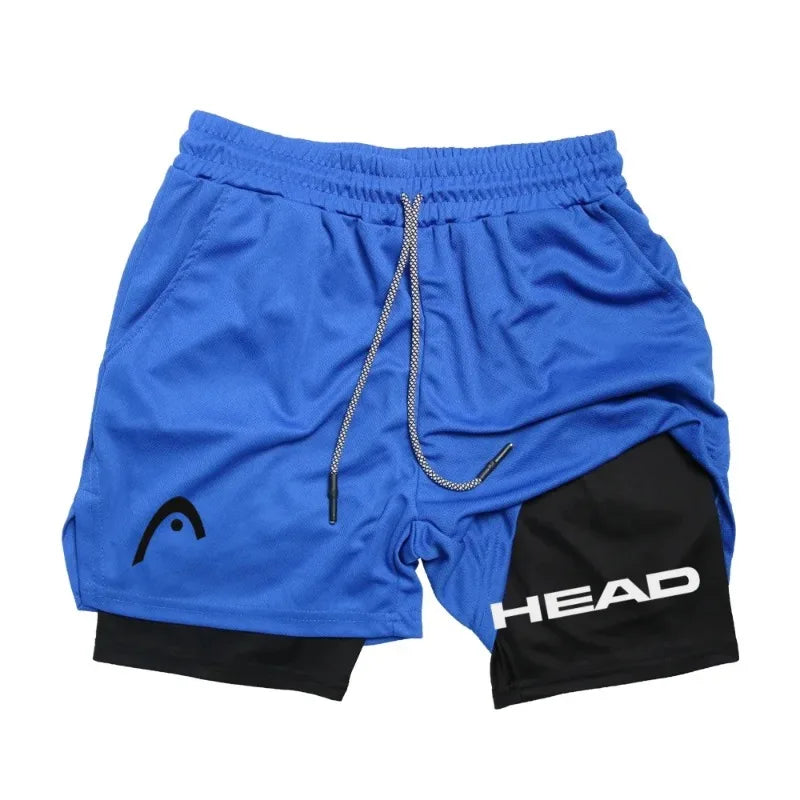 Head Running Shorts Men Fitness Gym Training 2-in-1 Fashion Versatile Sports Quick Dry Workout Jogging Double Deck Summer Short