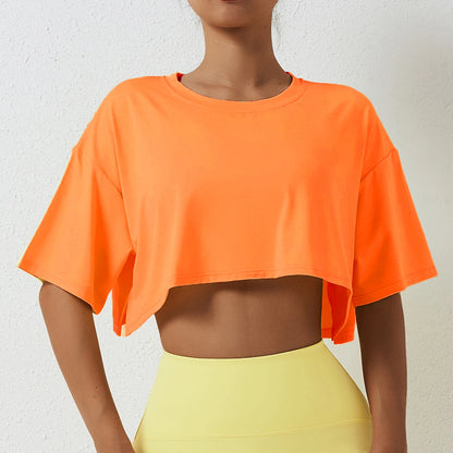 Women's Cotton Crop Top – Yoga & Fitness Short-Sleeve Workout Tee