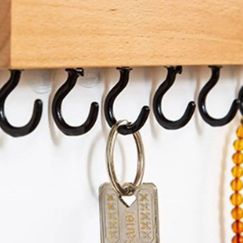 Charming Solid Wood Key Hook Rack - Punch-Free Wall Mount Storage For Keys, Coats & Towels - Perfect Home Decor Accessory