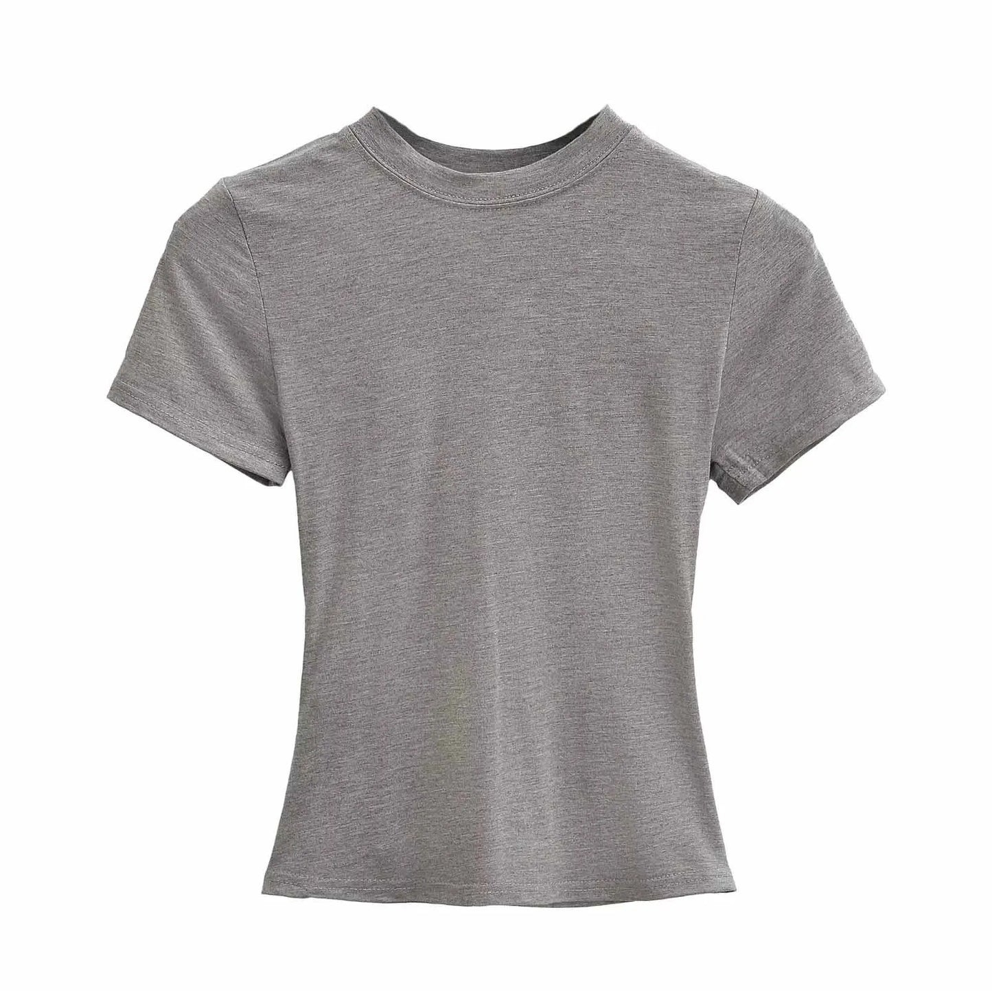 Women's Slim T-Shirt – Casual Solid Y2K Short-Sleeve Top