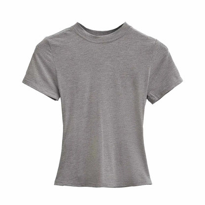 Women's Slim T-Shirt – Casual Solid Y2K Short-Sleeve Top