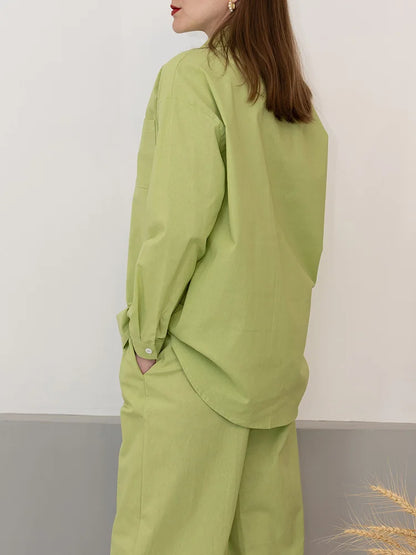 Streamgirl Linen Pants Sets For Women Summer Suits Pink Two Piece Trouser Women's Suit Sets Linen Shirt Set Oversize Outfit Suit