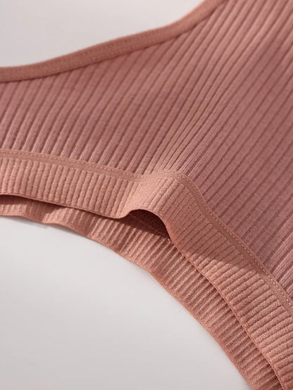 7Pcs Women's Thongs Panties Cotton Striped Underwear Sexy Women Lingerie Solid Intimates Comfort Panty Soft Hot G-Strings XS-XXL