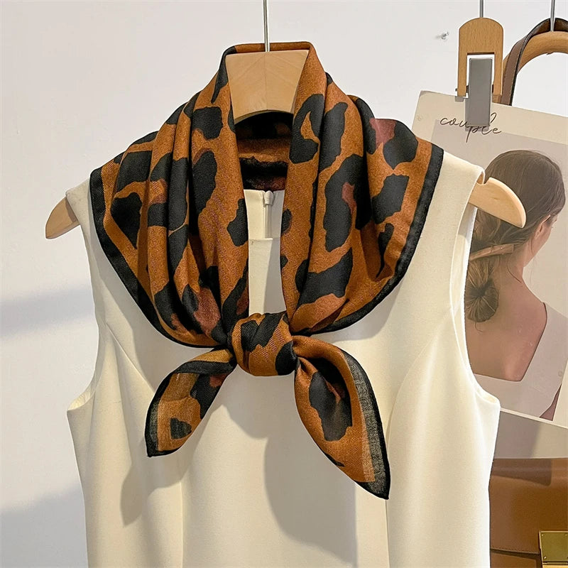 Pure Cotton Womens Printed Scarf - Fashionable Square Foulard for Neck and Hair