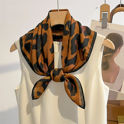 Pure Cotton Womens Printed Scarf - Fashionable Square Foulard for Neck and Hair