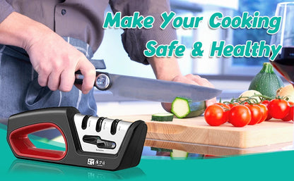 4 In 1 Knife Sharpener - Professional Kitchen Sharpener With Diamond, Tungsten & Ceramic Rods