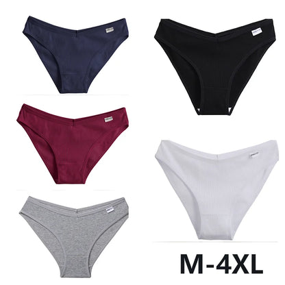 Women Cotton Panties - 5PCS Mid Rise Briefs Plus Size Sexy Ladies Underwear