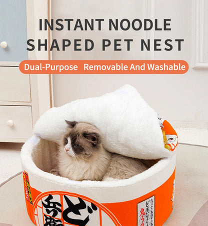 Pet Dog Cat House Kennel Super Large Instant Noodle Warm Dog Cat Nest Beds Cushion Udon Cup Noodle Pet Bed Cozy Nest