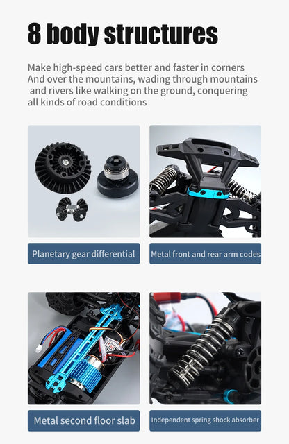 116 4WD RC Monster Truck - High Speed Drift Remote Control Car for Kids