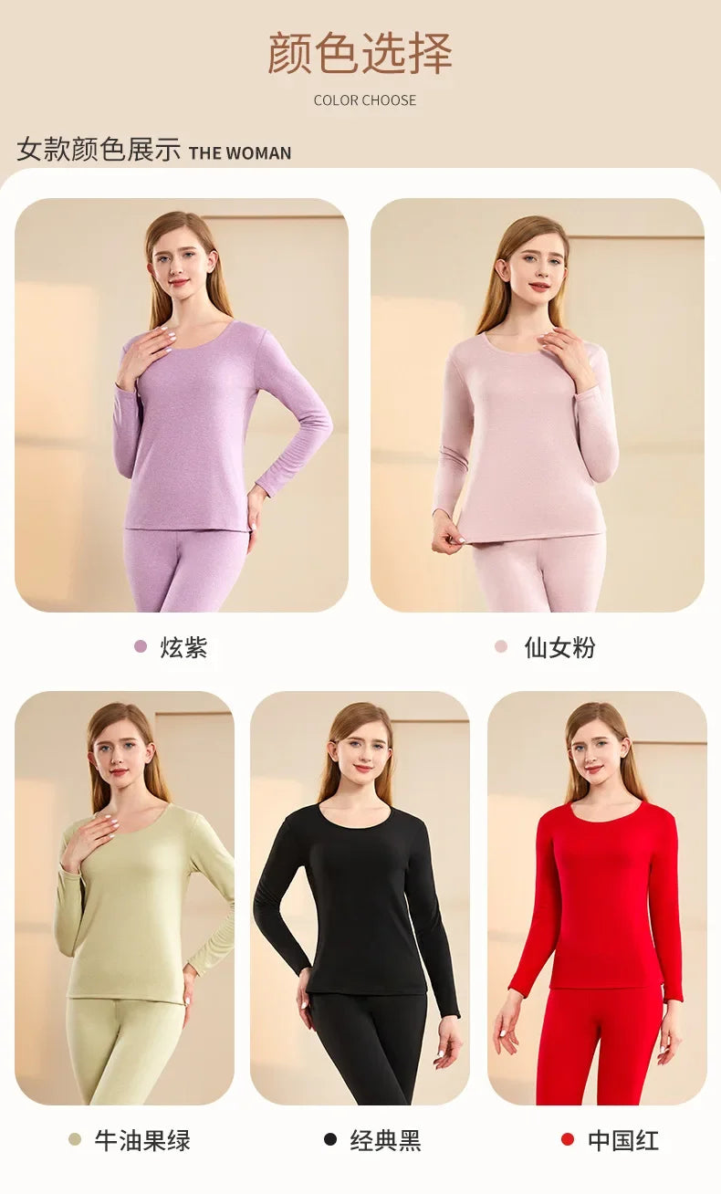 Men Wool Winter Long Sleeves Thermal Warm Thick Sweater Thermal Underwear Soft Fleece Lined Long Johns Set Thermal Clothes