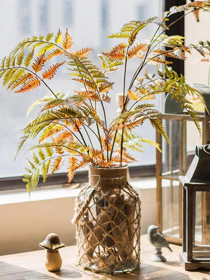 Hand Woven Hemp Rope Glass Vase - Boho Nordic Dry Flower Decor