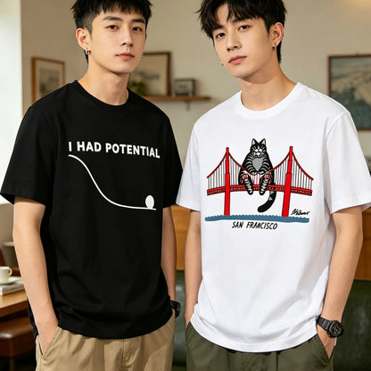 Project Hail Mary T-Shirt Men's High Quality Cotton I Had Potential Graphic CAT T-Shirt Unisex O-Neck Women Sweatshirt