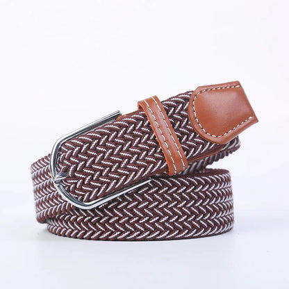 Unisex Stretch Jeans Belt - Casual Knitted Woven Canvas Pin Buckle
