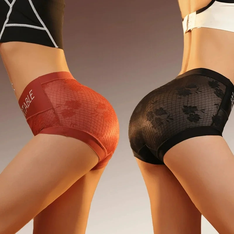 Seamless Women Panties Lace Alphabet Fashion Hip Lift Slightly Tummy Tightening Simple Lengthening Silk Crotch