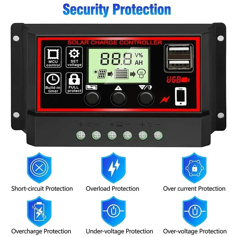 20W-1000W Solar Panel 12V Solar Cell 100A Controller Solar Panel for Phone RV Car MP3 PAD Charger Outdoor Battery Supply Camping