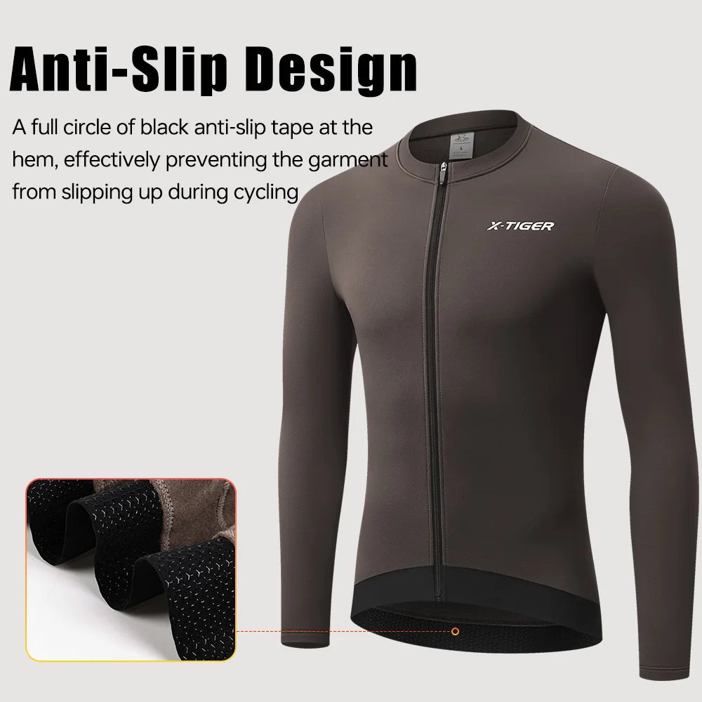 Winter Cycling Jersey - Men's Fleece Bike Jacket With Full Zipper & Pockets