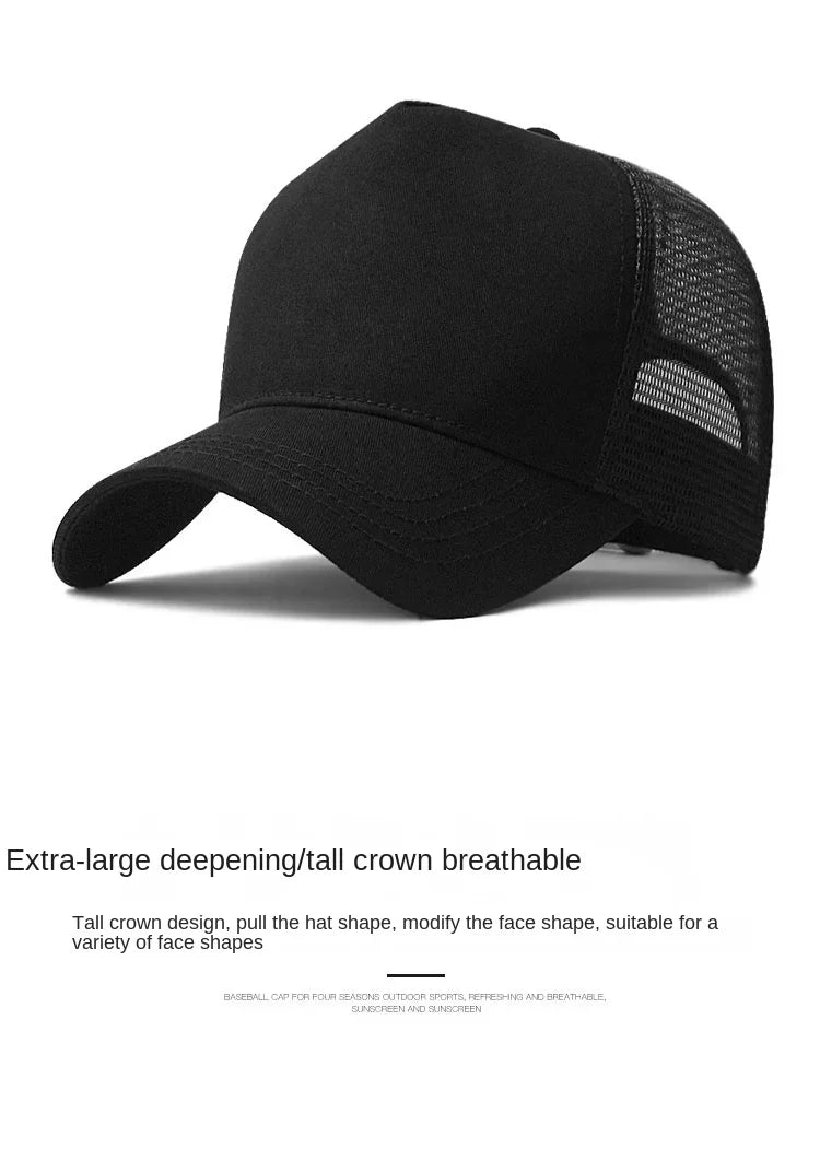 Big Head Man Large Size Mesh Baseball Hats Outdoors Plus Size Sport Caps Dad Oversize Trucker Cap 56-61cm 62-66cm