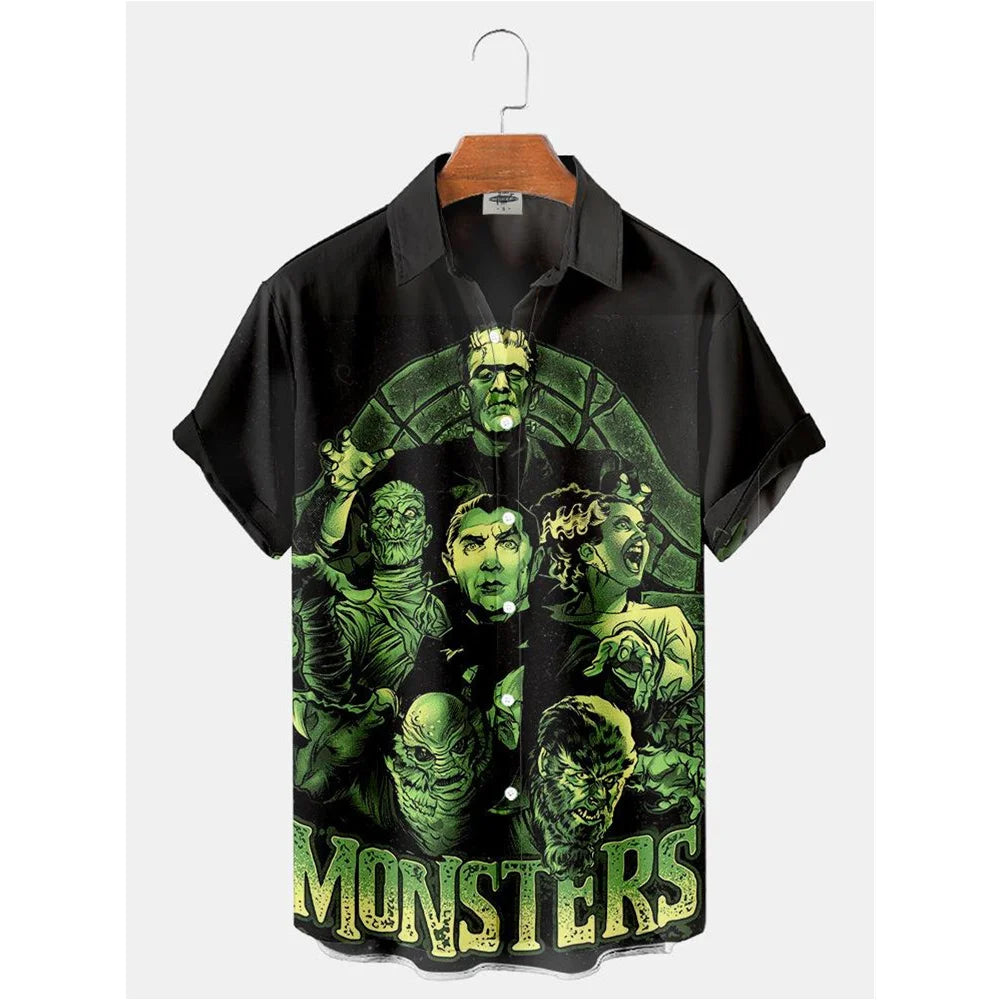 Retro Movie Character Shirt - Casual Summer Short Sleeve Hawaiian Top for Men - ZOOMNSTORE