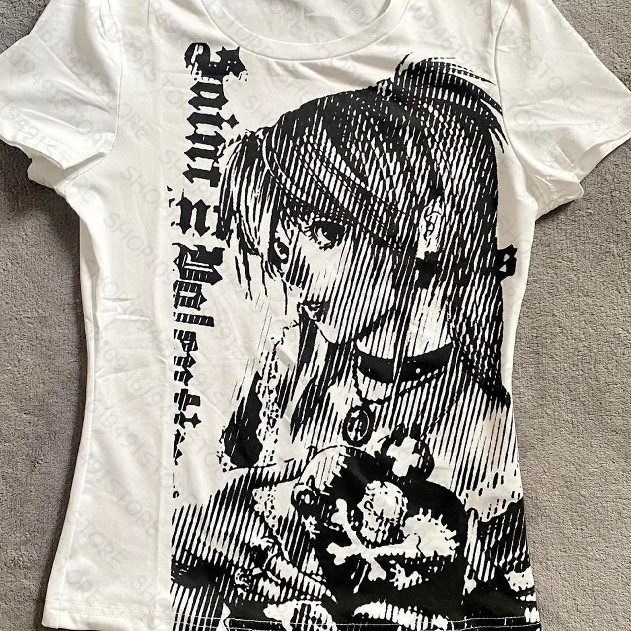 ropa de mujer Y2k anime Streetwear O-neck Text Print Tops Women Harajuku Clothes Vintage Crop Tee Aesthetic Casual T-shirt