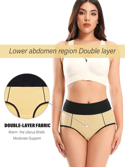 POKARLA Women High Waist Cotton Underwear Comfortable Postpartum C Section Panties Breathable Tummy Control Underpants Plus Size
