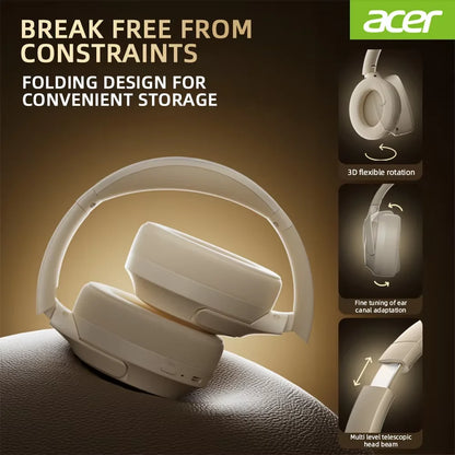 Acer ANC Wireless Headphones HIFI Headset Bluetooth 5.4 ENC HD Mic Head Tracking 3D Spatial Audio -42dB ANC Low Latency OHR305