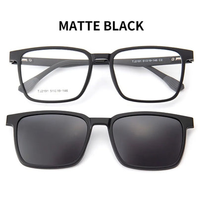 Magnetic Clip-On Glasses – Polarized Prescription Sunglasses with TR90 Frame for Men Women