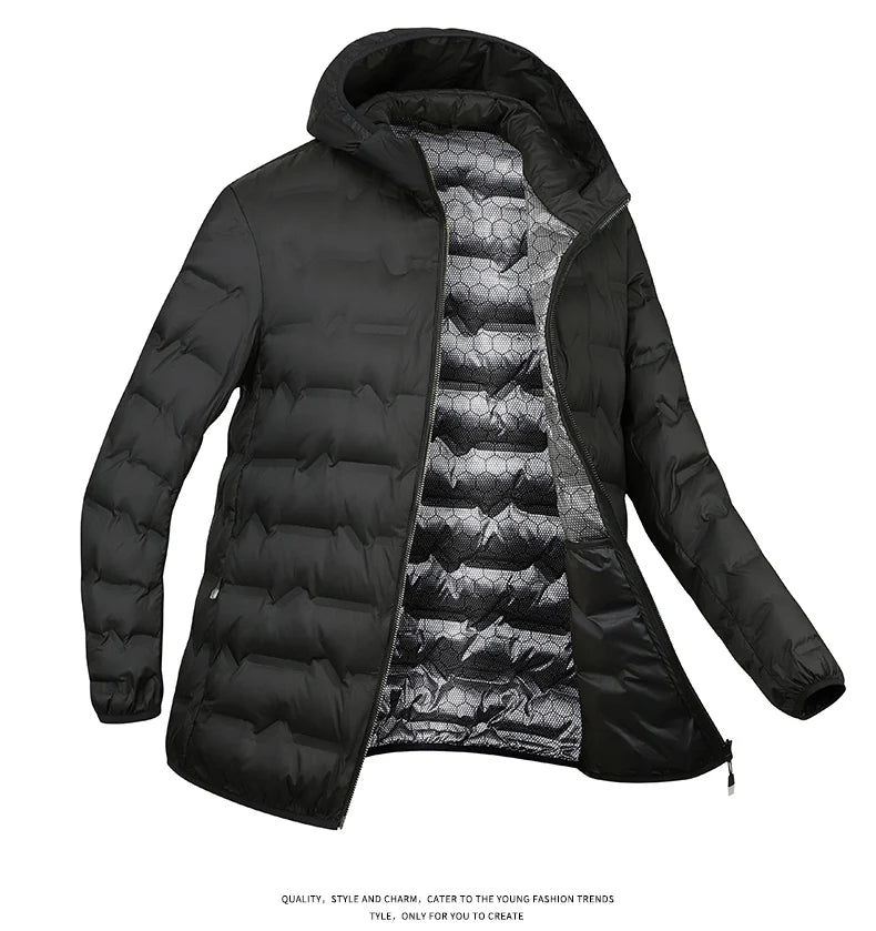 JNLN Men's Winter Down Jacket Duck Down Lightweight Padded Jackets Hiking Camping Climbing Trekking Graphene Lining Warm Coat