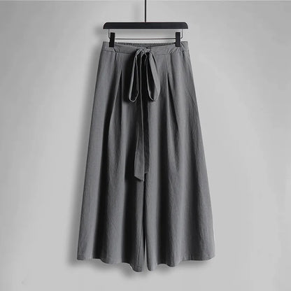 2026 Chinese Style Men's Linen Suit Tang Style Zen Style Hanfu Taoist Long Robe Top Pants Cotton and Linen Loose Two-piece Set