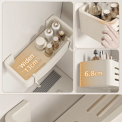 Aluminium Corner Bathroom Shelf - Self-Adhesive Towel Holder No Drill Wall-Mounted Organizer