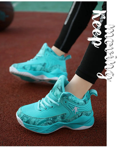 Children Basketball Shoes - Kids Sneakers Lace Up | Non Slip PU Leather High Top