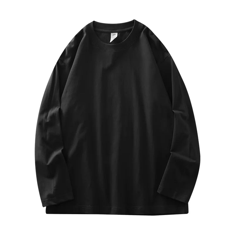 Mens Long Sleeve Tee - Breathable Cotton Crew Neck Shirt | Loose Fit Casual Tops