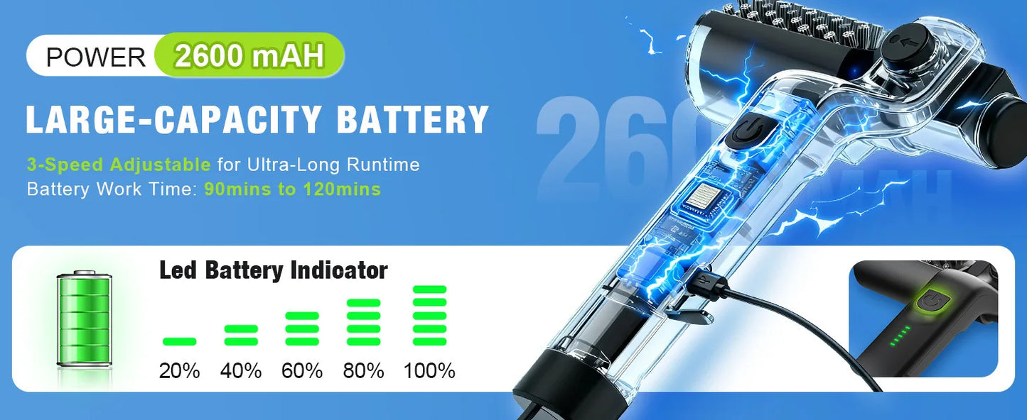Electric BBQ Grill Brush with 3-Speed Settings 2600mAh Cordless Rechargeable Adjustable Angle Grill Cleaning Tool